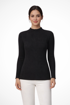 Elvire | Women’s Ribbed Mock Neck Long Sleeve Knit Top in Pink