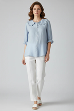 Harriet | Women Ruffle Collar Button Down Blouse with Frill Sleeves