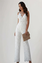 Arabella | Women Lace V Neck Strappy Wide Leg Jumpsuit