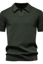 Alden | Men Textured Knit Short Sleeve Polo Shirt