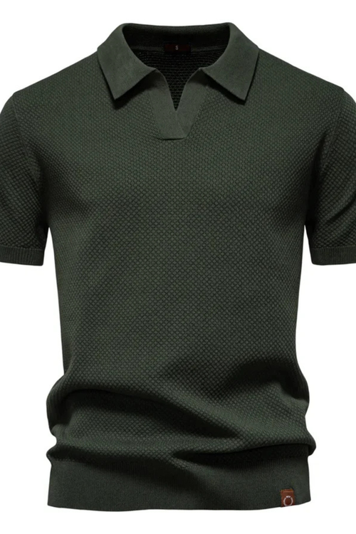 Alden | Men Textured Knit Short Sleeve Polo Shirt