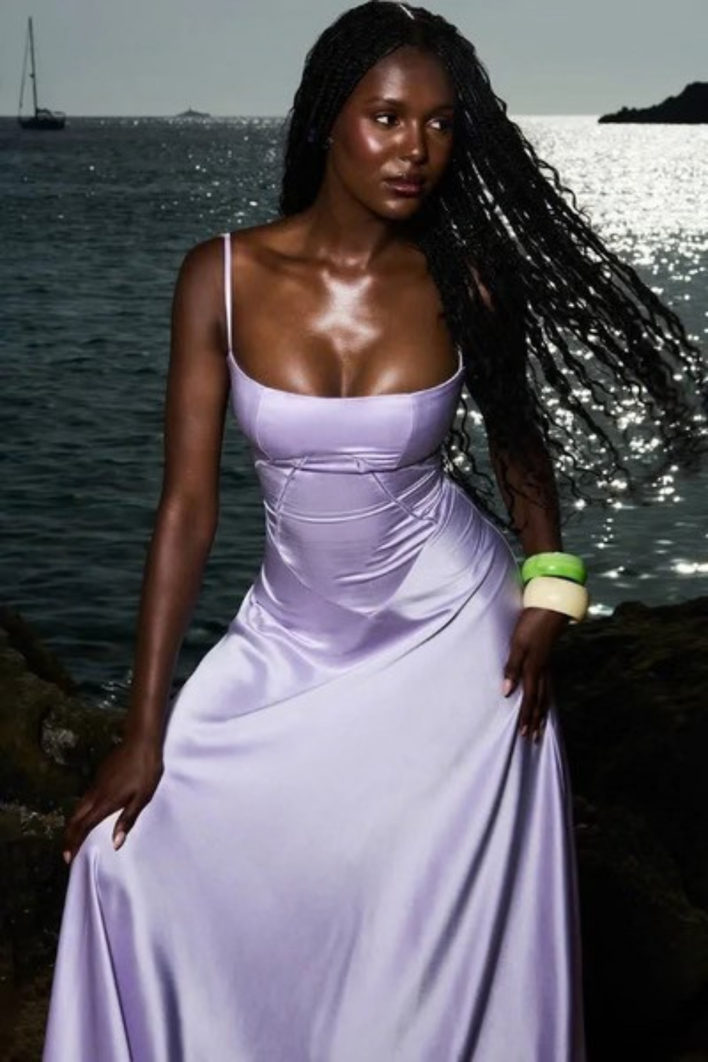 Lorenna | Women Satin Corset Wedding Guest Maxi Dress