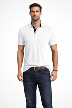 Joey | Men Contrast Collar Short Sleeve Polo Shirt with Pocket
