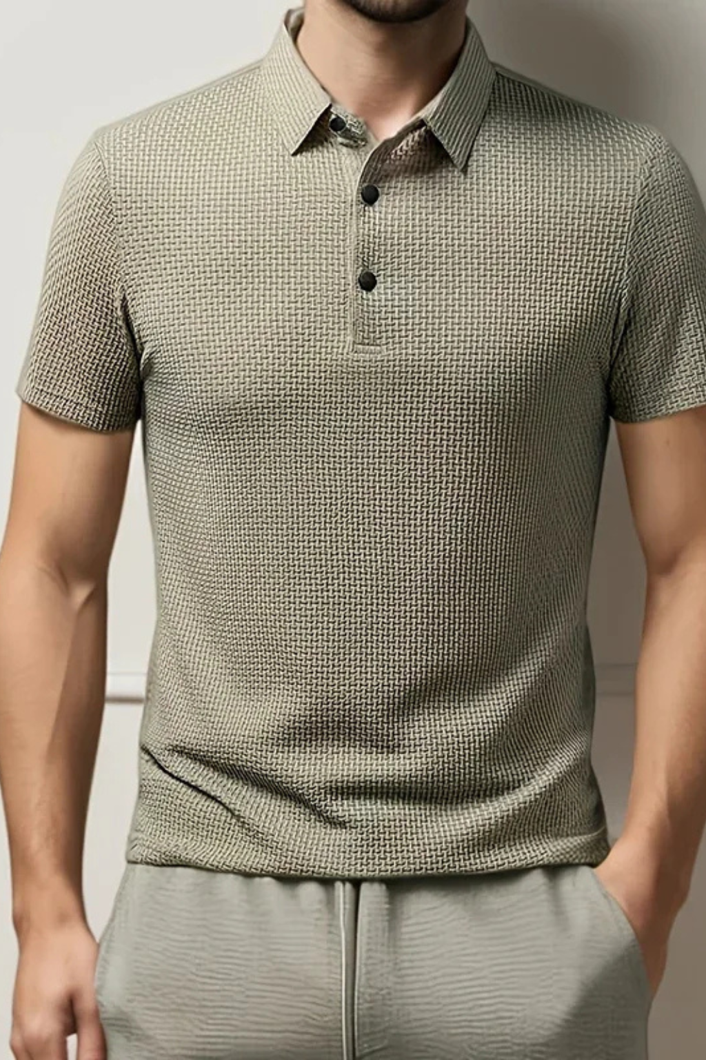 Elliot | Men Waffle Knit Short Sleeve Formal Polo Shirt