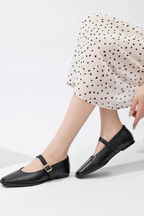Georgiana | Women Square Toe Buckle Strap Mary Jane Ballet Flats