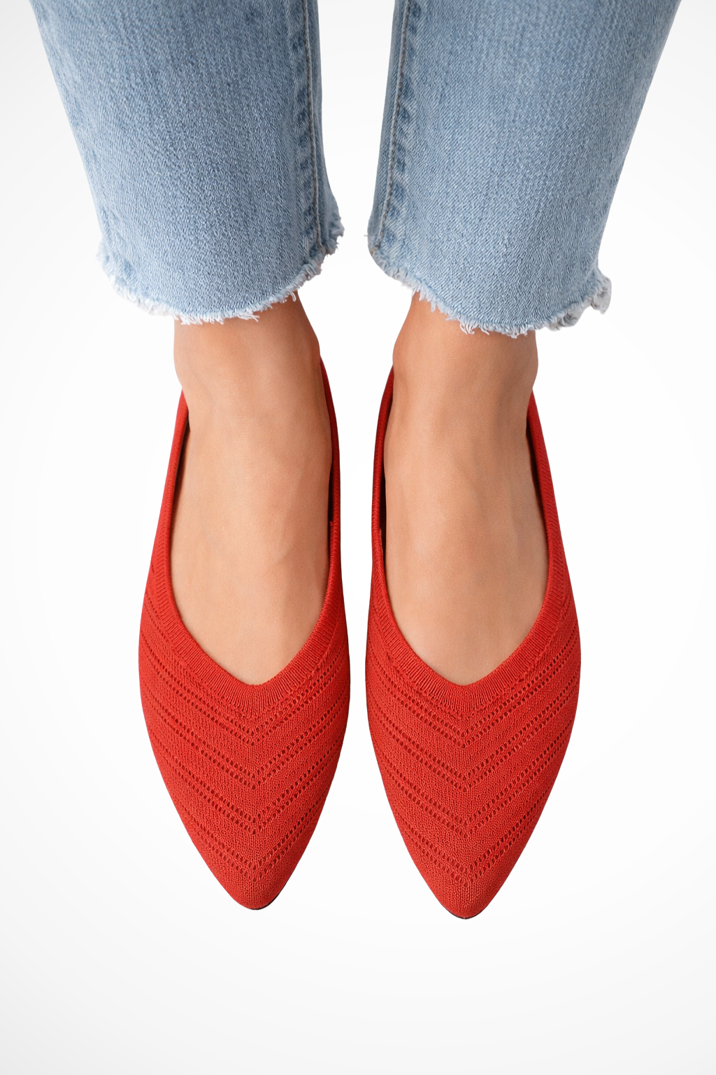 Henrietta | Women Pointed Toe Knit Slip On Ballet Flats