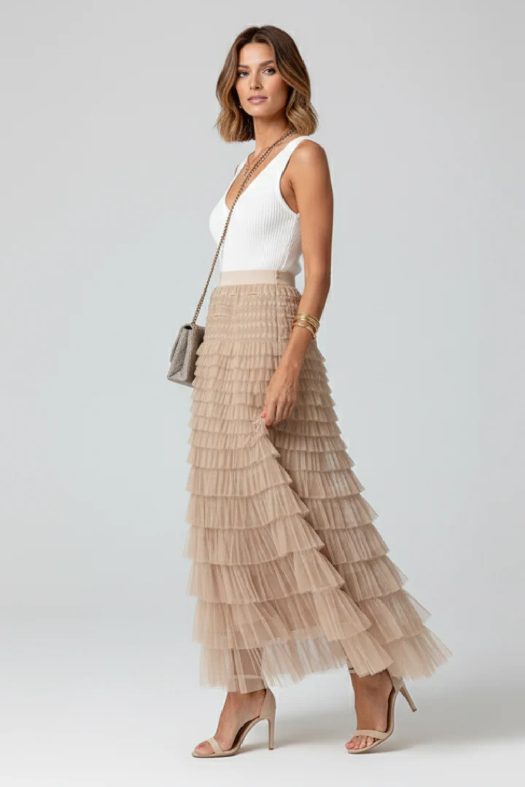 Emmeline | Women Layered Tulle Tiered Midi Skirt