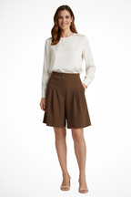 Verity | Women High Waist Pleated Tailored Bermuda Shorts