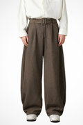 Ledger | Men High Waist Pleated Wide Leg Trousers with Adjustable Belt