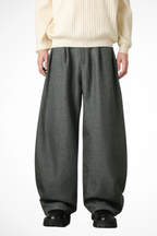 Ledger | Men High Waist Pleated Wide Leg Trousers with Adjustable Belt