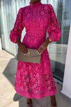 Mathilde | Women Lace Long Sleeve High Neck Wedding Guest Midi Dress