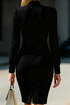 Rowena | Women High Neck Long Sleeve Wedding Guest Midi Dress