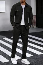 Tanner | Men Long Sleeve Chest Pocket Overshirt and Straight Leg Trousers Set