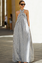 Pembury | Women Striped Halter Neck Summer Maxi Dress