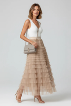 Emmeline | Women Layered Tulle Tiered Midi Skirt