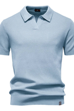 Alden | Men Textured Knit Short Sleeve Polo Shirt