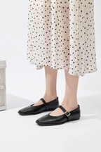 Georgiana | Women Square Toe Buckle Strap Mary Jane Ballet Flats