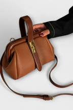 Joanna | Women Structured Mini Top Handle Crossbody Bag with Gold Clasp