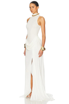 Cosima | Women High Neck Sleeveless Wedding Guest Maxi Dress with Side Split