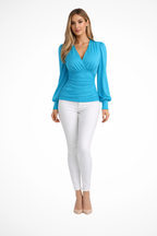 Hannah | Women Long Sleeve V Neck Fitted Blouse