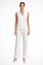 Seravelle | Women Elegant Sleeveless V Neck Blouse