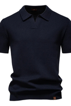 Alden | Men Textured Knit Short Sleeve Polo Shirt