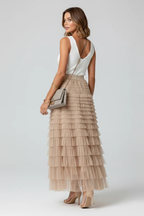 Emmeline | Women Layered Tulle Tiered Midi Skirt