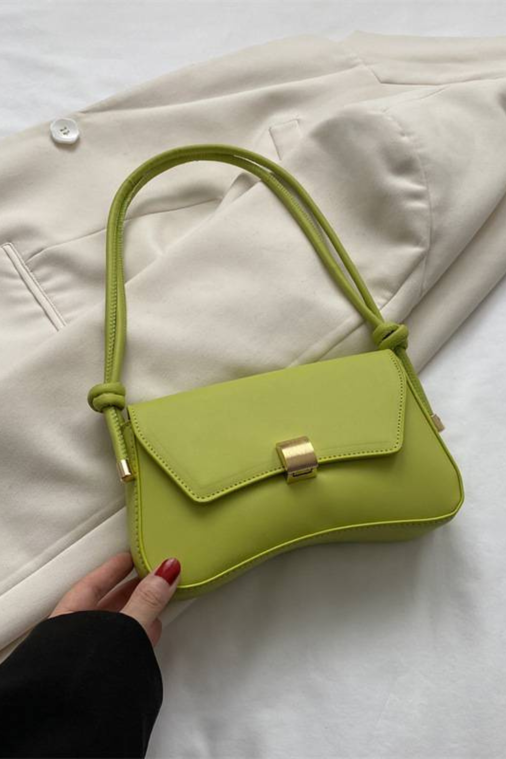 Maravelle | Women Minimalist Shoulder Bag with Gold Clasp
