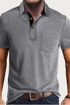 Joey | Men Contrast Collar Short Sleeve Polo Shirt with Pocket