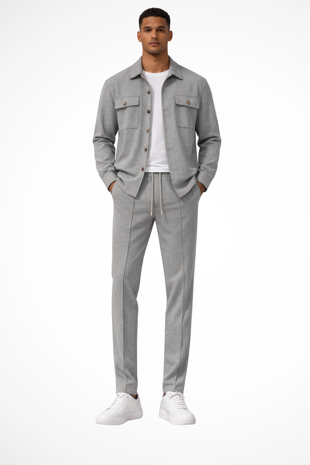 Tanner | Men Long Sleeve Chest Pocket Overshirt and Straight Leg Trousers Set
