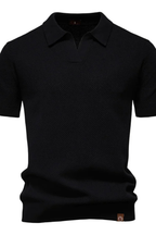 Alden | Men Textured Knit Short Sleeve Polo Shirt