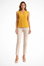 Seravelle | Women Elegant Sleeveless V Neck Blouse