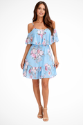 Lila | Women Off Shoulder Floral Chiffon Ruffle Mini Boho Dress