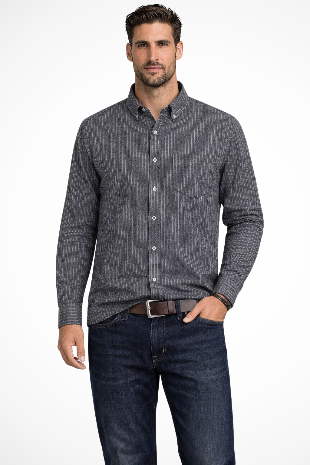 Rupert | Men Striped Long Sleeve Button Down Formal Shirt