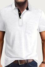 Joey | Men Contrast Collar Short Sleeve Polo Shirt with Pocket