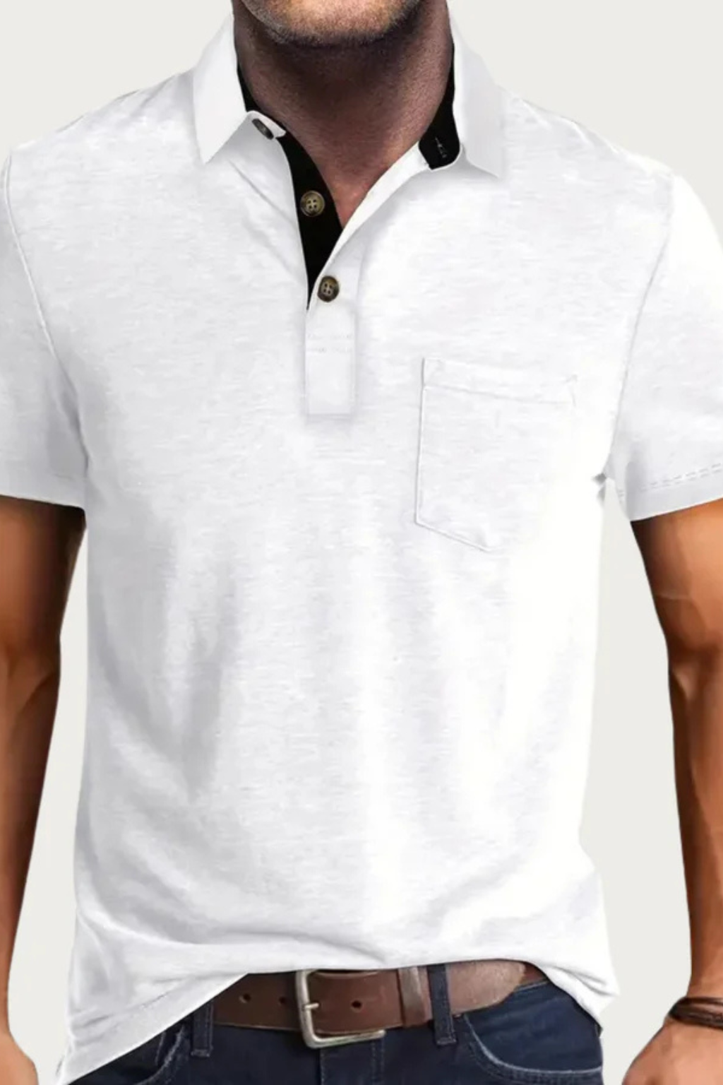 Joey | Men Contrast Collar Short Sleeve Polo Shirt with Pocket