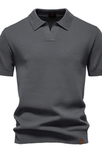 Alden | Men Textured Knit Short Sleeve Polo Shirt