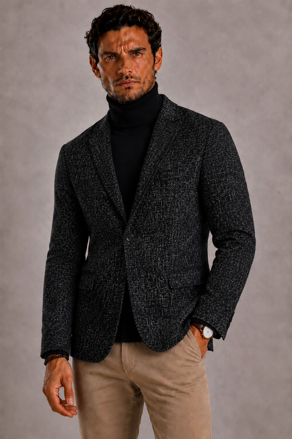 Lunelle | Men's Slim Fit Blazer with Single Button Closure