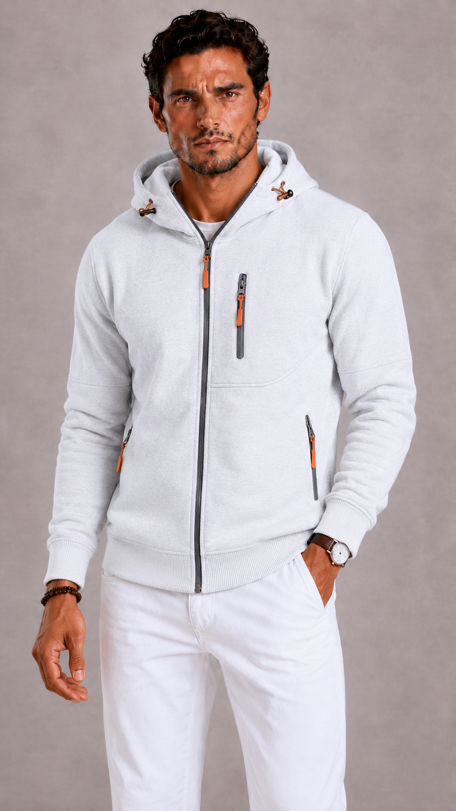 Lunelle | Men's Wool Hoodie with Hood and Zipper