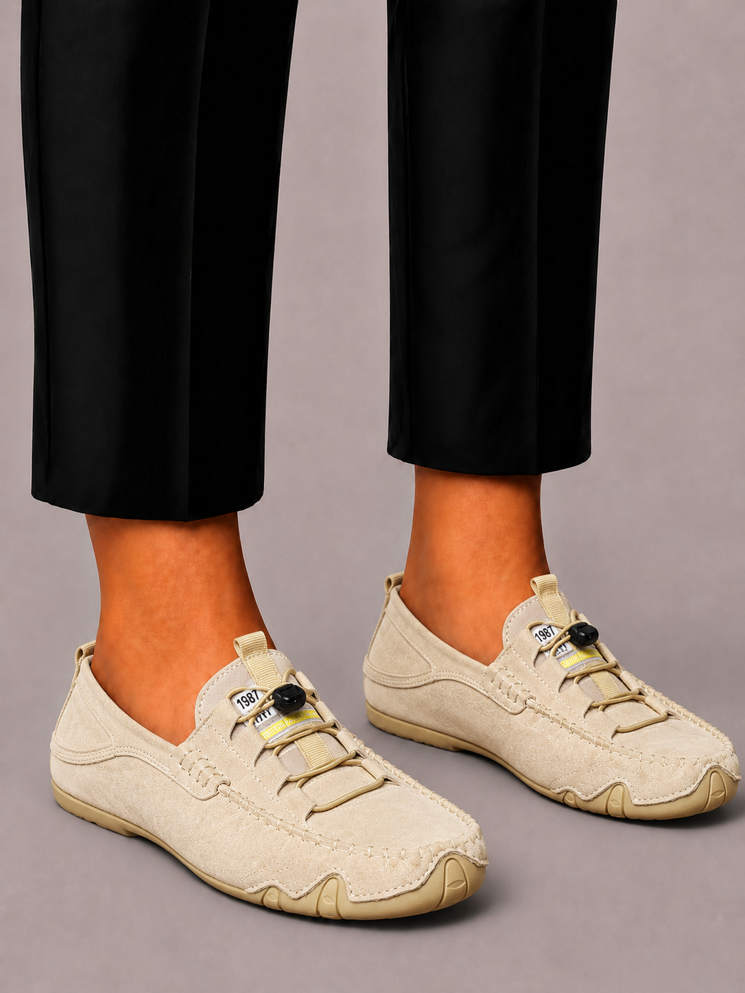 Lunelle | Men's Suede Loafers with Mesh Details