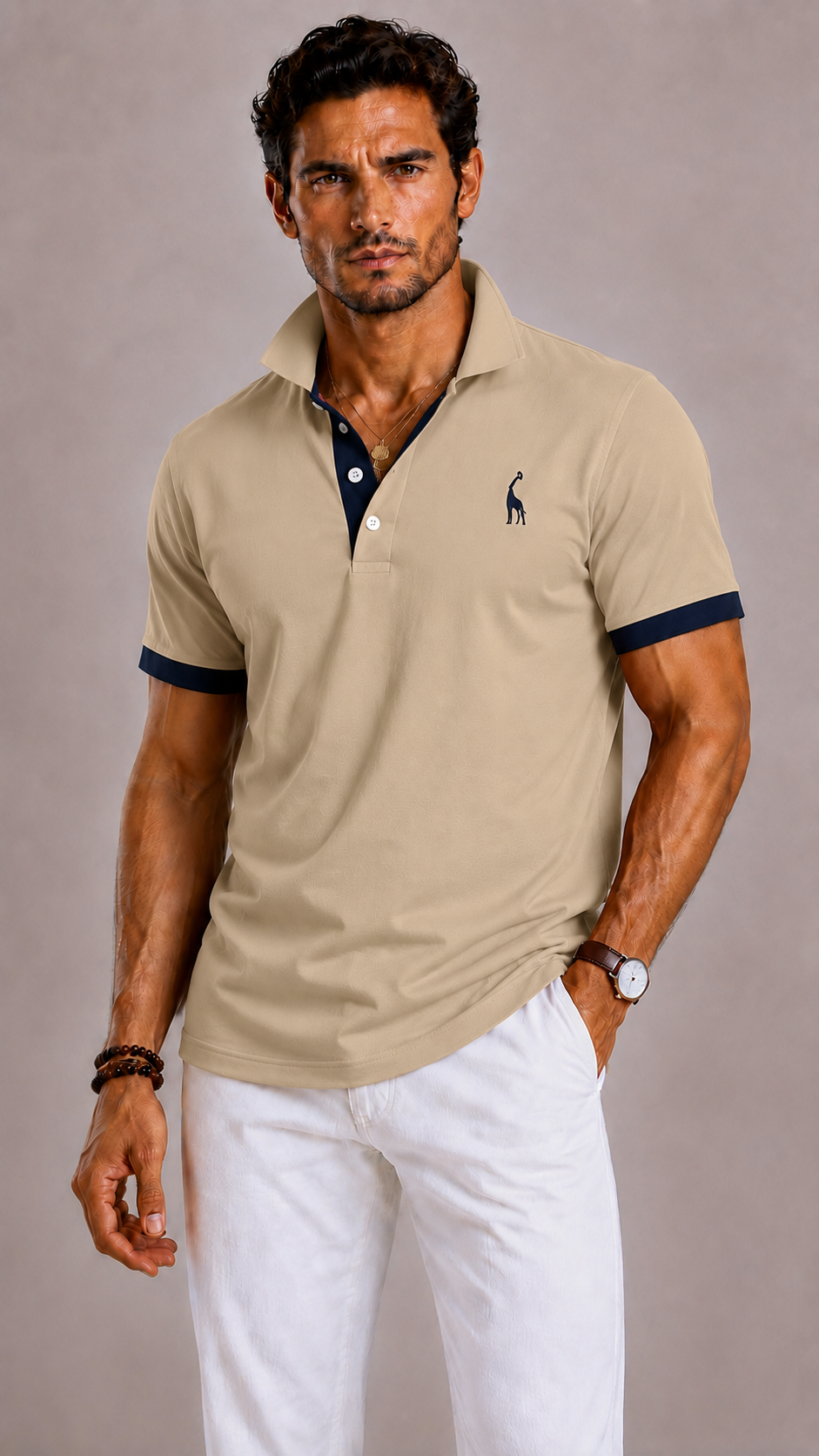 Lunelle | Men's Polo with Ribbed Collar and Short Sleeves