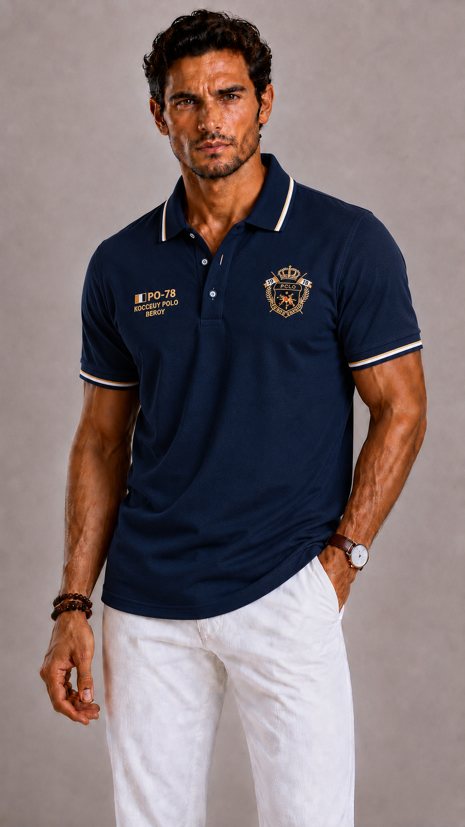 Lunelle | Men's Polo with Embroidered Detail and Classic Collar