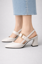 Valeria | Women Square Toe Slingback Heels