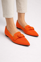 Celina | Women Pointed Toe Knit Bow Detail Ballet Flats
