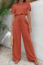 Emberly | Women Relaxed Fit Wide Leg Top and Trousers Set