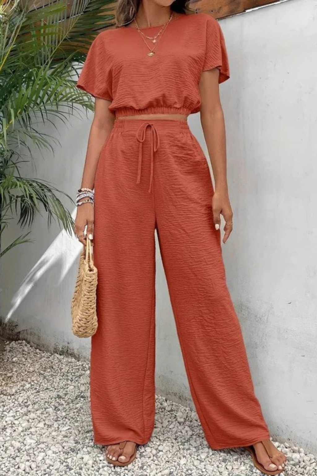 Emberly | Women Relaxed Fit Wide Leg Top and Trousers Set