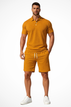Lex | Men Textured Polo and Shorts Summer Set