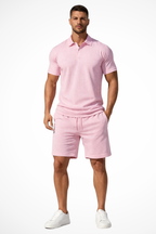Lex | Men Textured Polo and Shorts Summer Set
