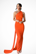 Floriana | Women One Shoulder Backless Ruched Race Day Maxi Dress