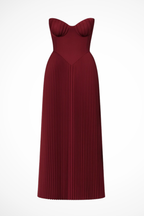 Vivienne | Women Strapless Pleated Wedding Guest Maxi Dress